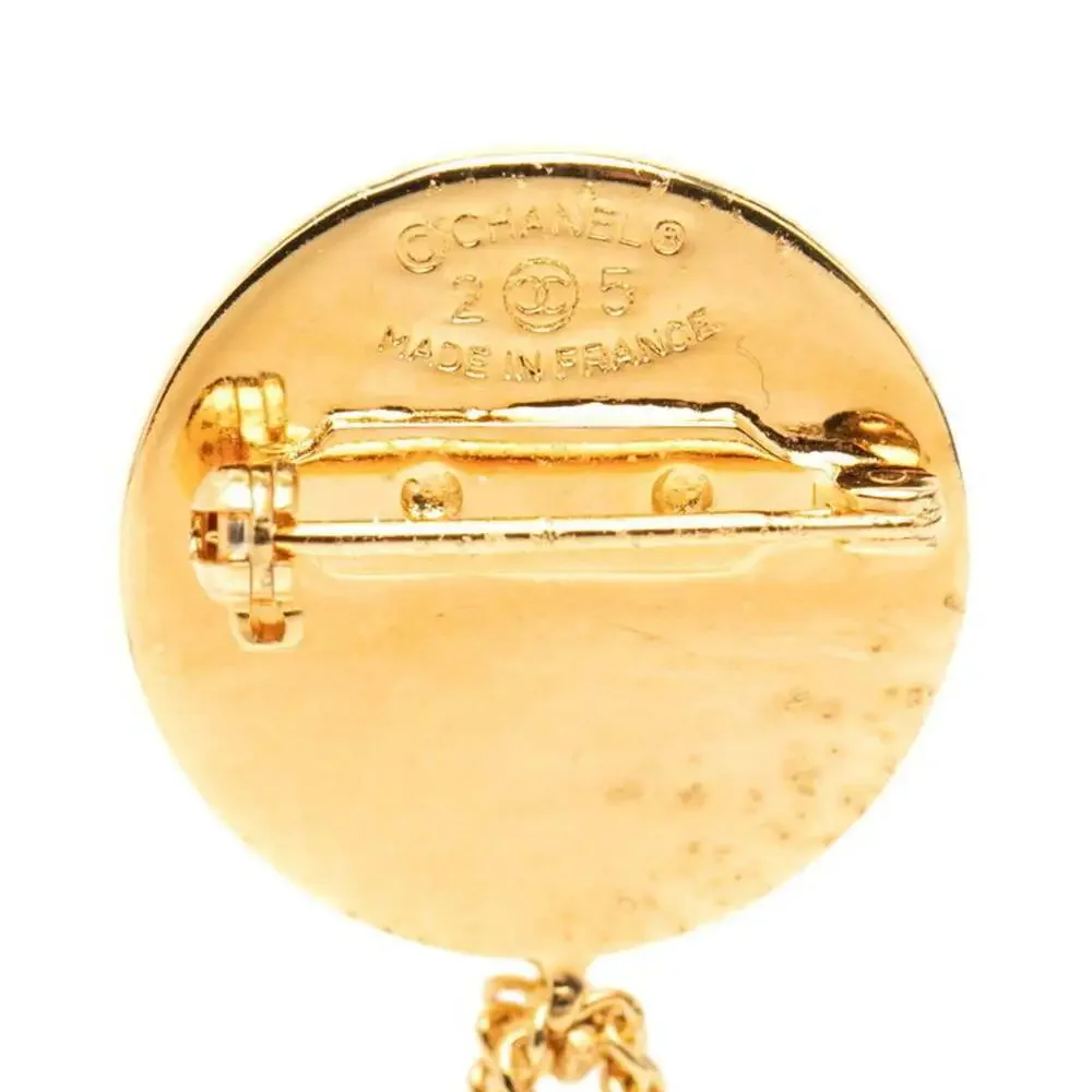 CHANEL Vintage Gold Logo Brooch